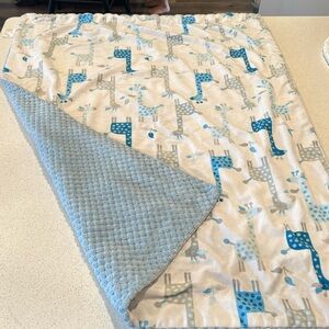 S.L. Home Fashions Giraffe Baby Blanket Blue Gray Chevron Dot